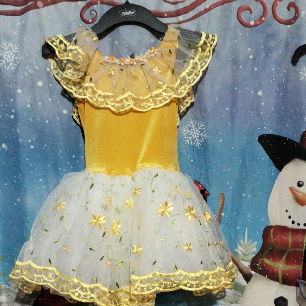 Yellow and White Floral Dress
